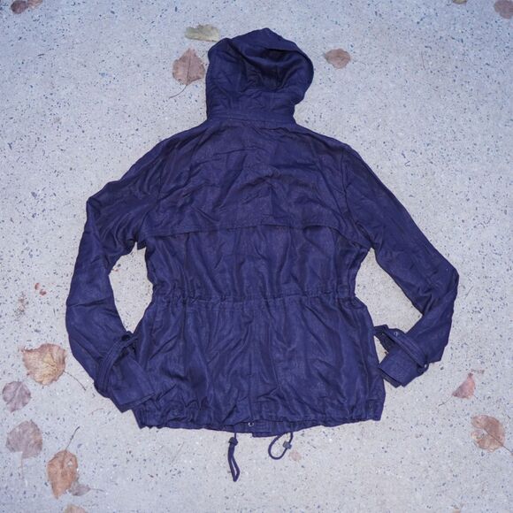 Vince Tencel Utility Jacket Navy Blue XS Hooded Adjustable Quiet Luxury - Picture 9 of 16